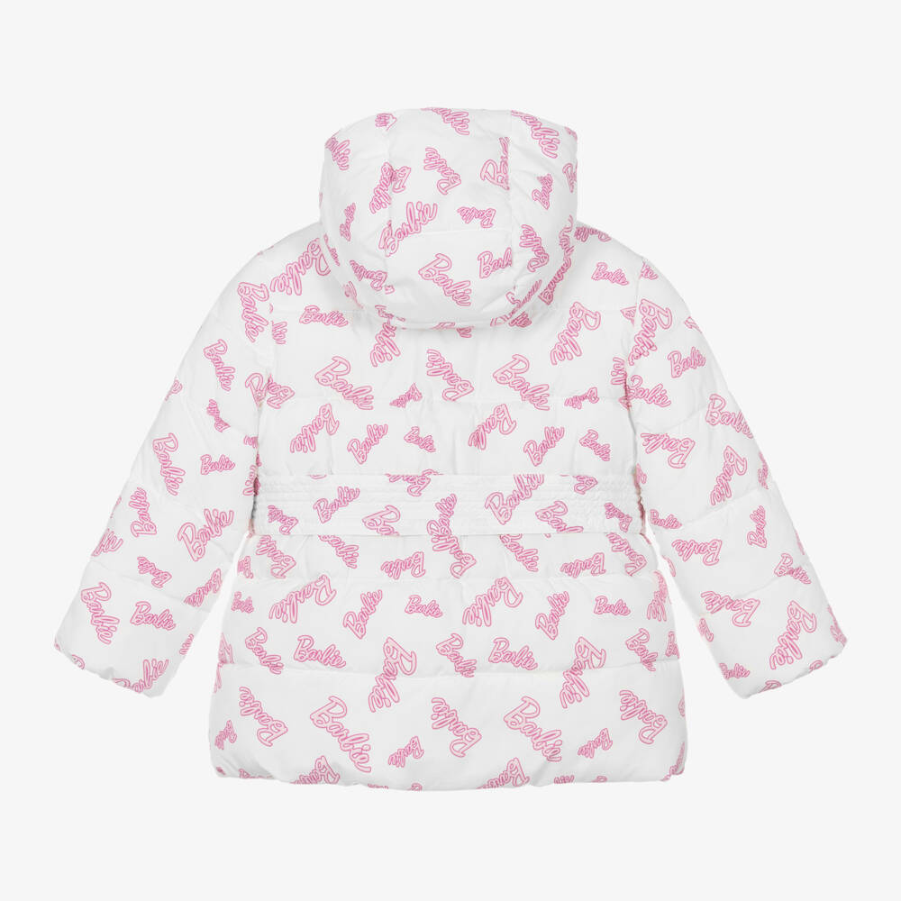Monnalisa-Girls Pink and White Puffer Coat | Childrensalon Outlet