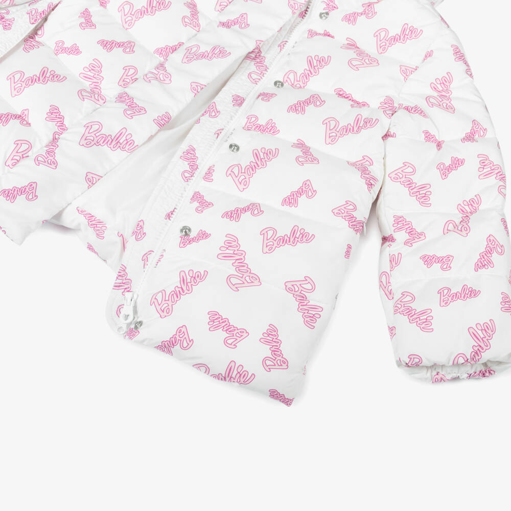 Monnalisa-Girls Pink and White Puffer Coat | Childrensalon Outlet