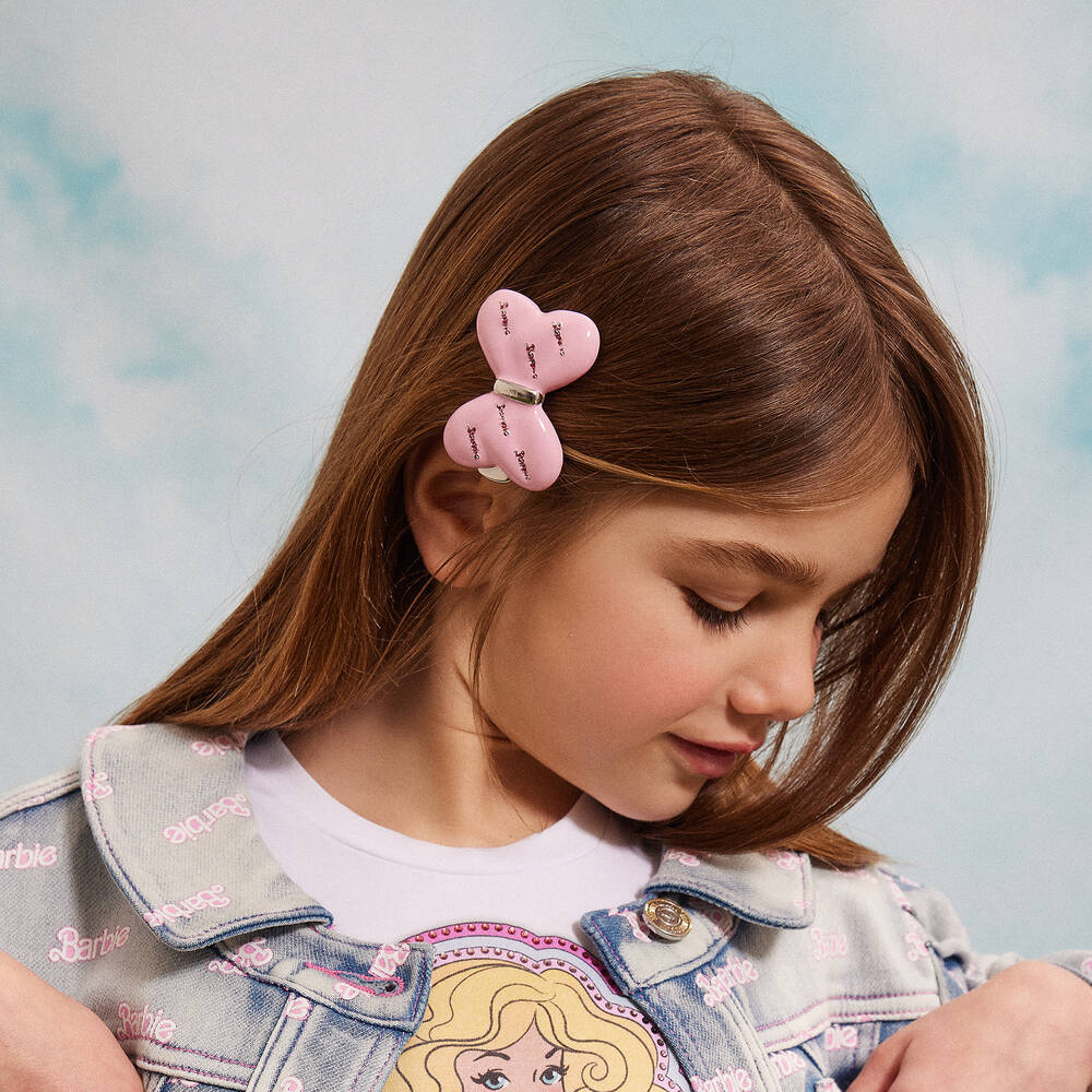 Girls Pink Barbie Hair Clips 3 Pack