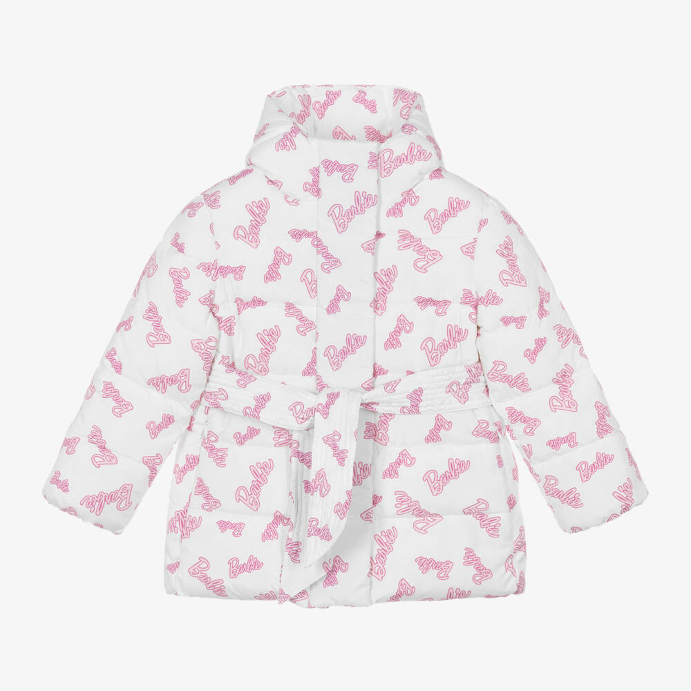 Monnalisa-Girls Pink Barbie Print Puffer Coat | Childrensalon Outlet