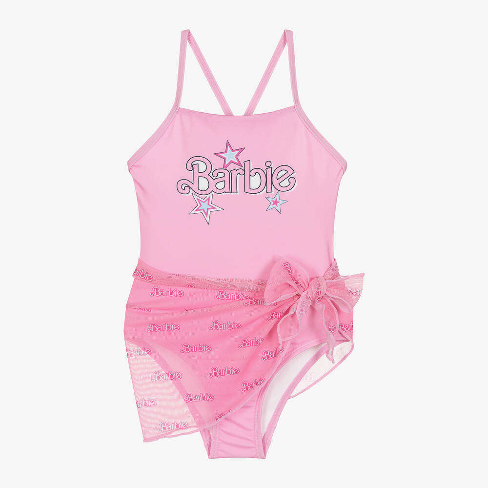 Girls Pink Barbie Swimsuit