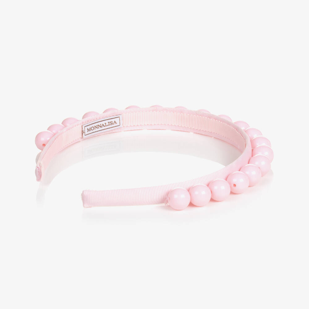 Monnalisa - Girls Pink Beaded Hairband | Childrensalon Outlet