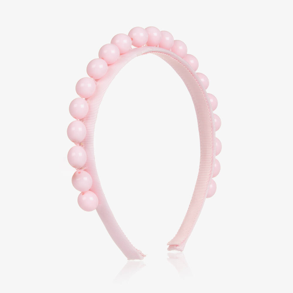 Monnalisa-Girls Pink Beaded Hairband | Childrensalon Outlet