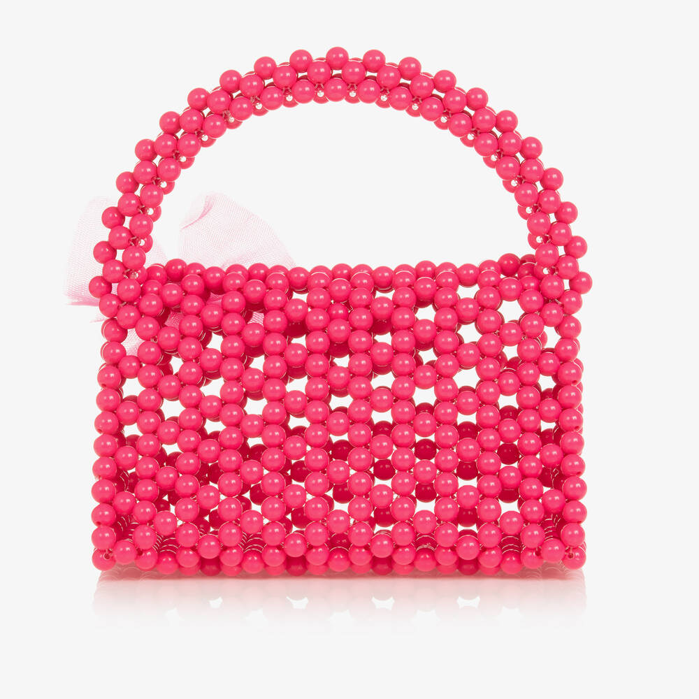 Monnalisa-Girls Pink Beaded Handbag (19cm) | Childrensalon Outlet