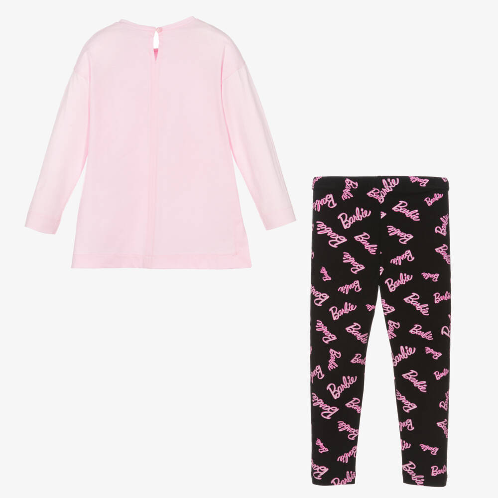 Monnalisa-طقم ليغنغز باربي لون أسود و زهري للبنات | Childrensalon Outlet