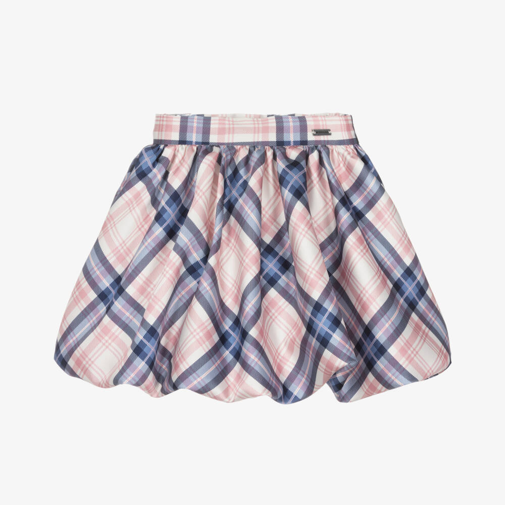 Monnalisa-Girls Pink & Blue Check Skirt | Childrensalon Outlet