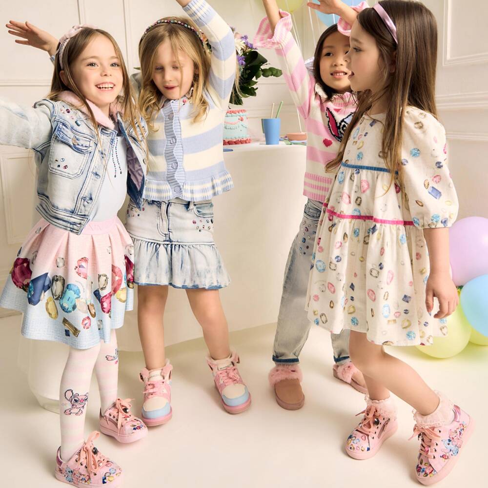 Monnalisa-Girls Pink & Blue High Top Trainers | Childrensalon Outlet