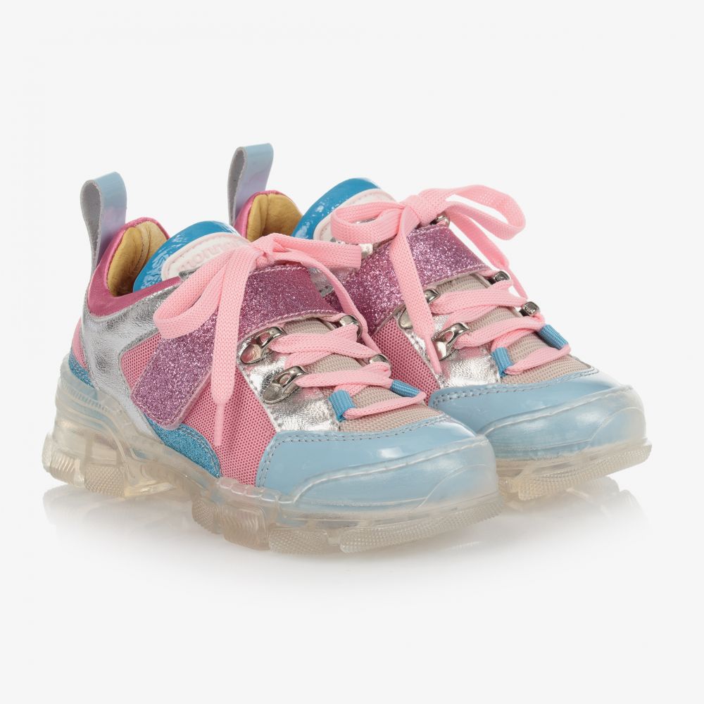 Monnalisa - Girls Pink & Blue Trainers | Childrensalon