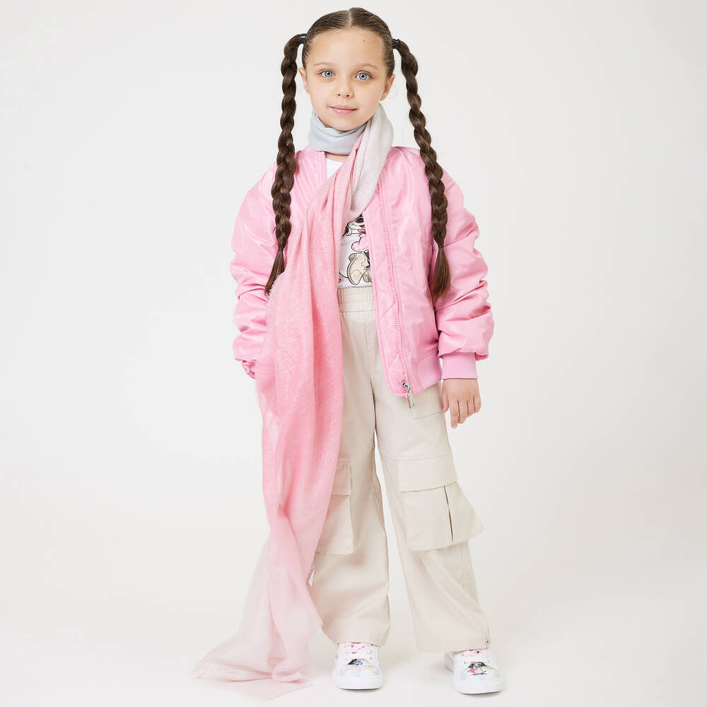 Monnalisa-Розовая куртка-бомбер для девочек | Childrensalon Outlet