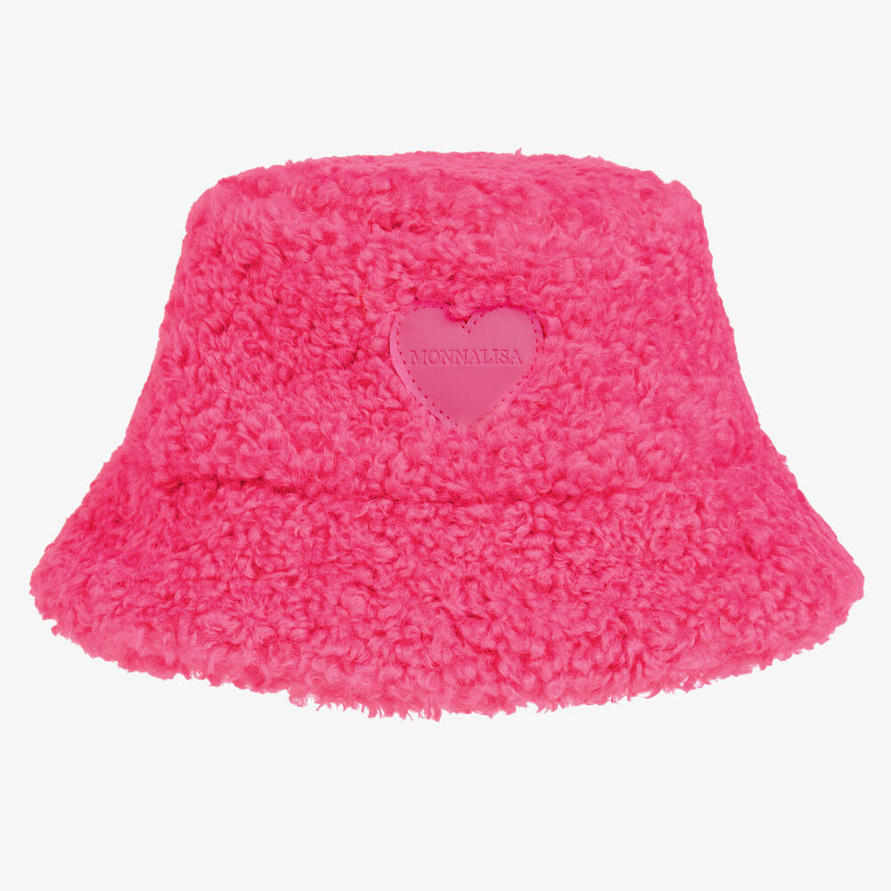 Monnalisa-Girls Pink Borg Bucket Hat | Childrensalon Outlet