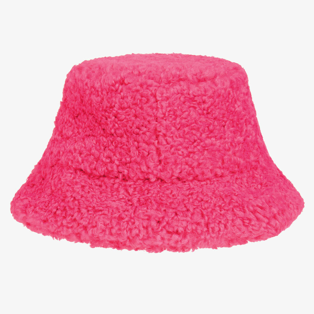 Fuzzy pink bucket hat clearance