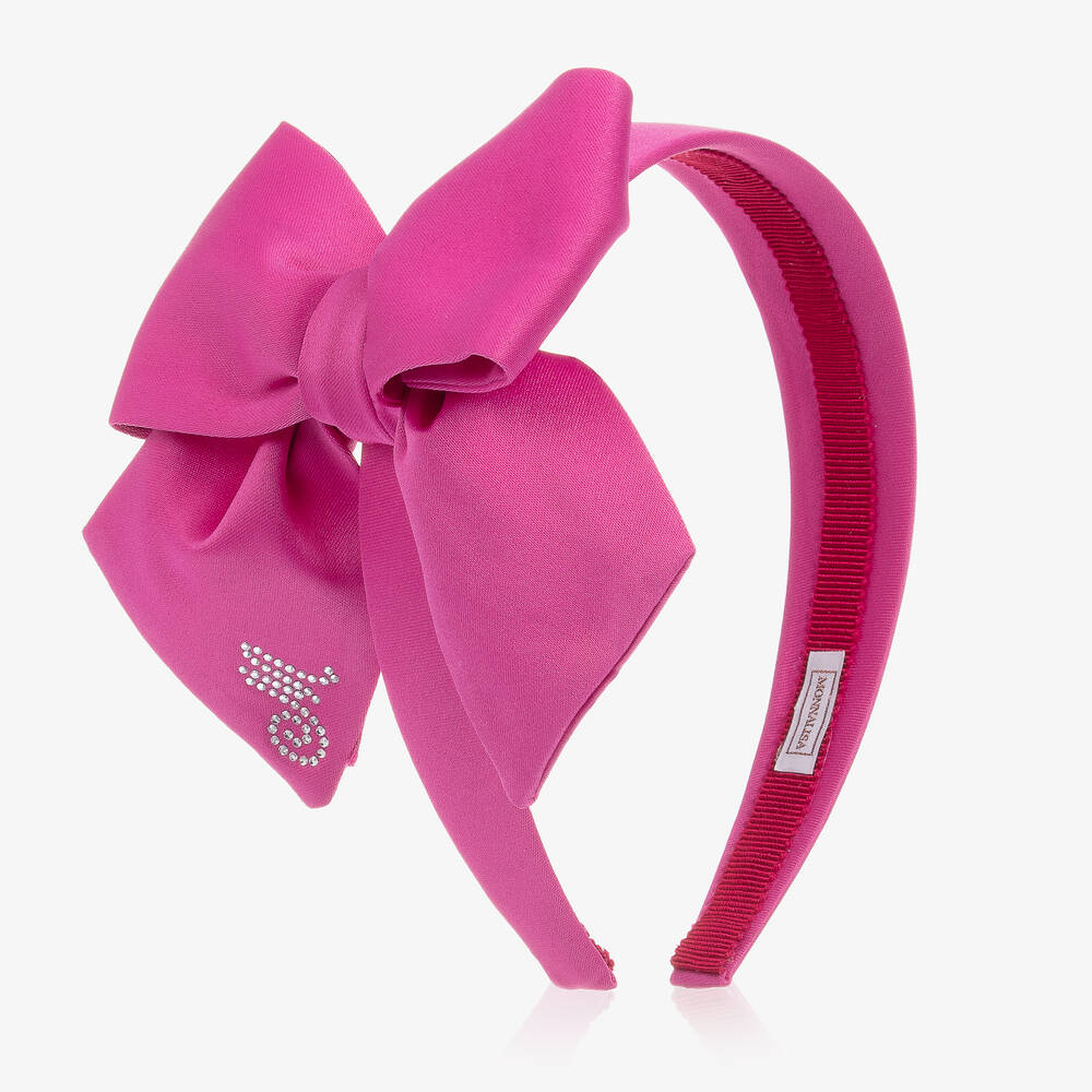 Monnalisa - Girls Pink Bow Hairband | Childrensalon