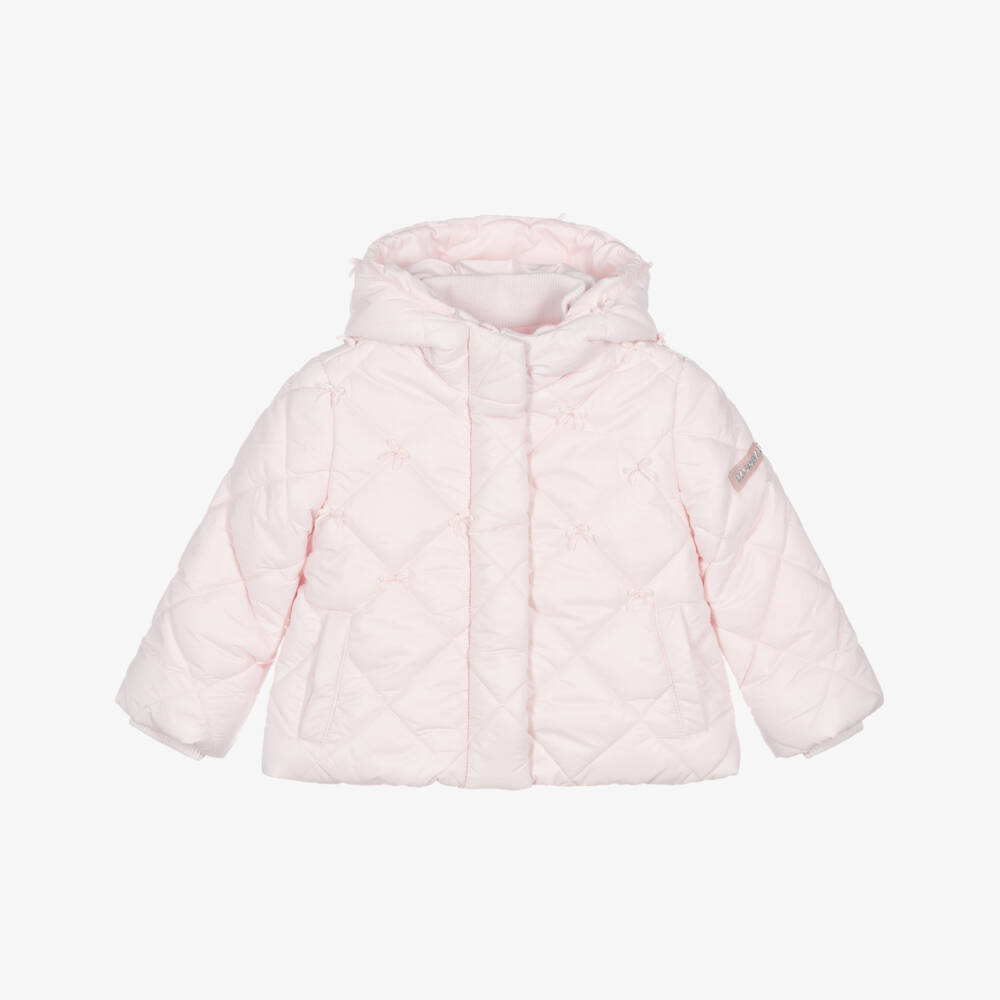 Monnalisa-Girls Pink Bow Puffer Jacket | Childrensalon Outlet