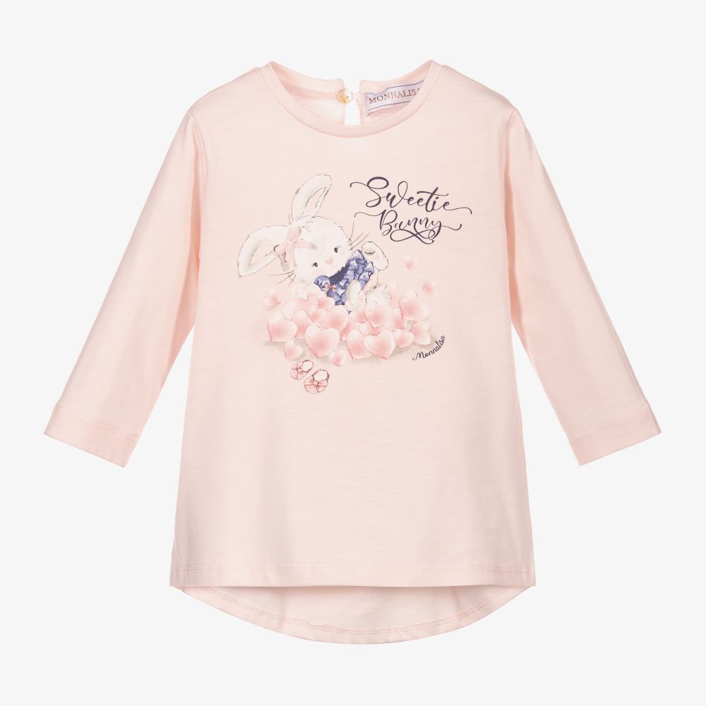 Monnalisa-Girls Pink Bunny Tunic  | Childrensalon Outlet