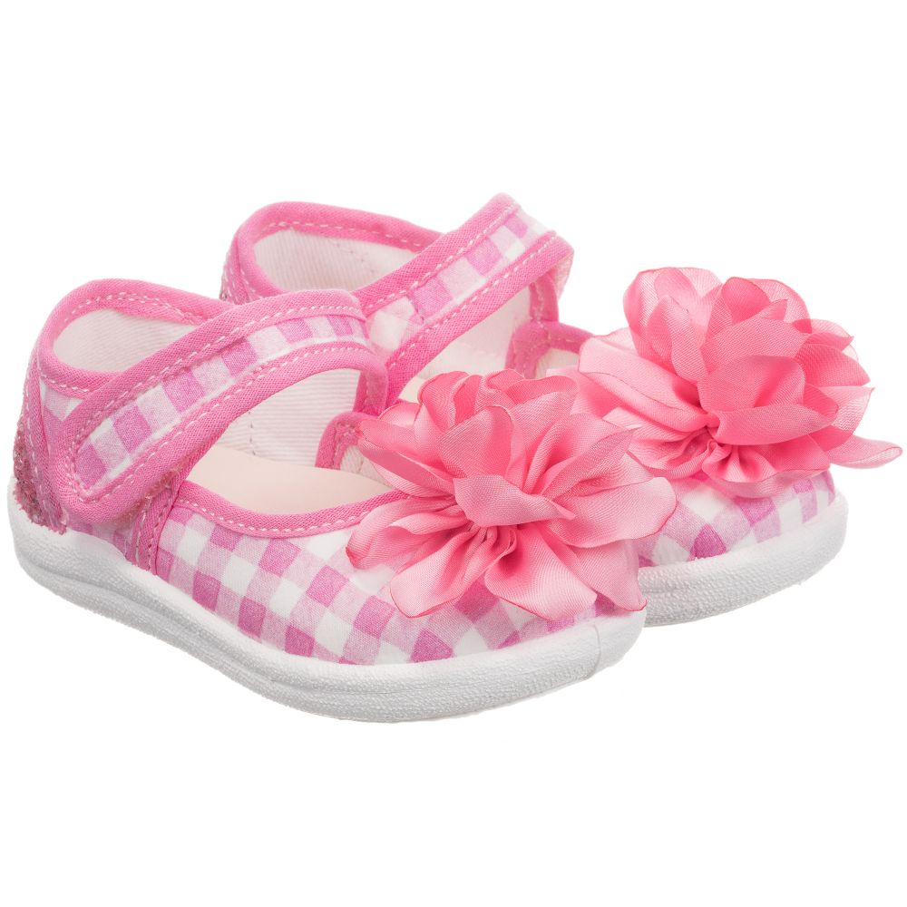 pink canvas shoes