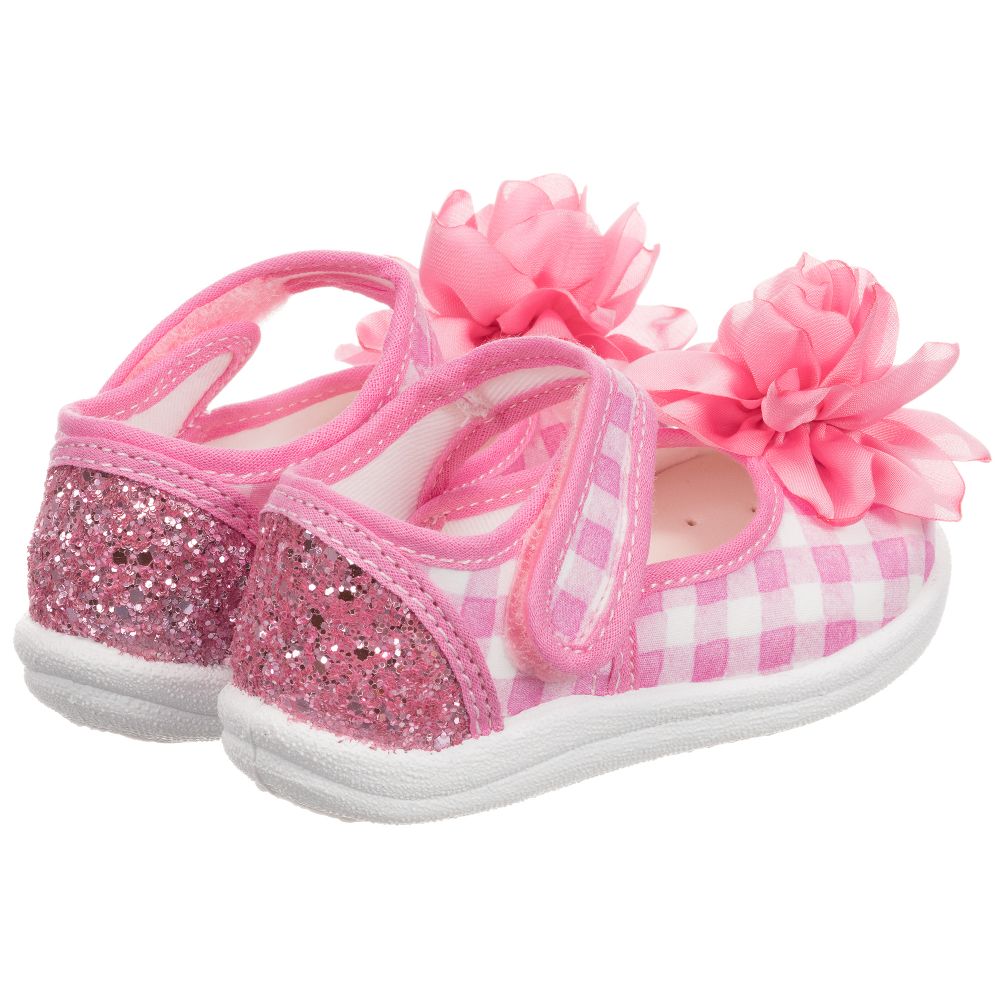 Monnalisa Girls Pink Canvas Shoes Childrensalon Outlet