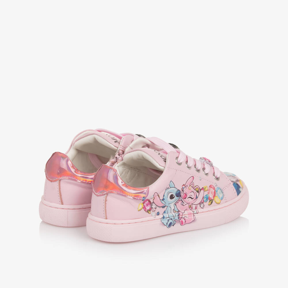 Monnalisa-حذاء رياضي للبنات من الجلد الصناعي باللون الوردي مع شخصيات كرتونية | Childrensalon Outlet