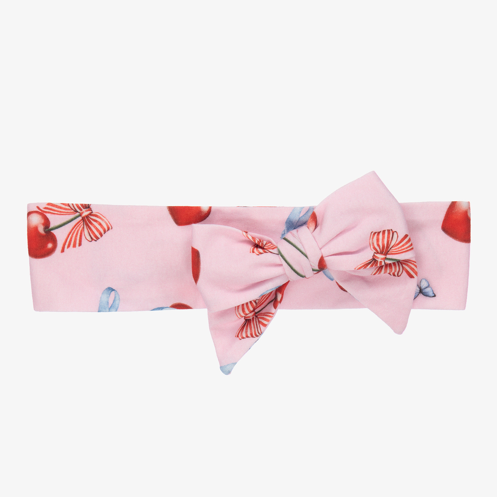 Monnalisa - Розовая повязка на голову с вишнями для девочек | Childrensalon