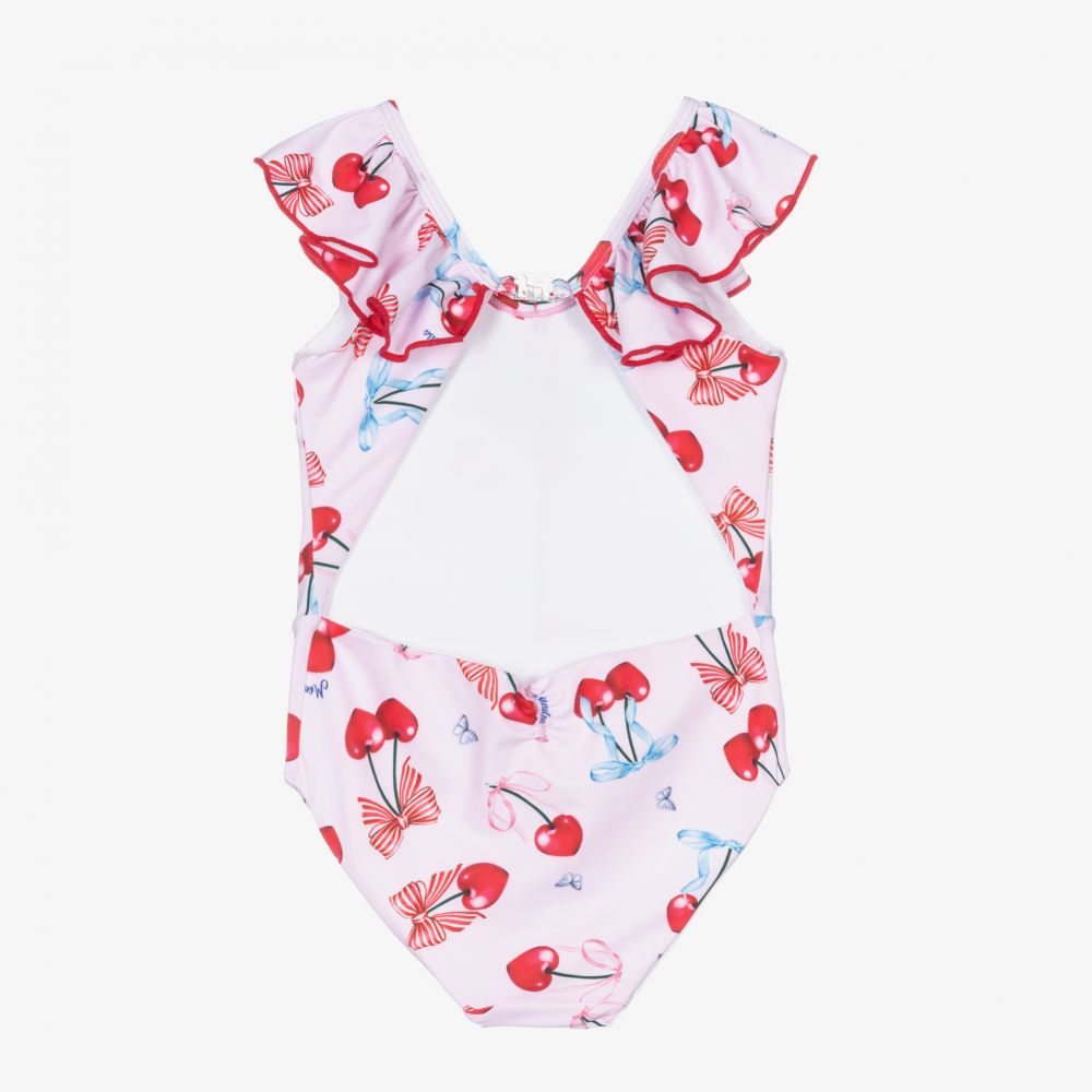 Monnalisa-Розовый купальник с вишнями для девочек | Childrensalon Outlet