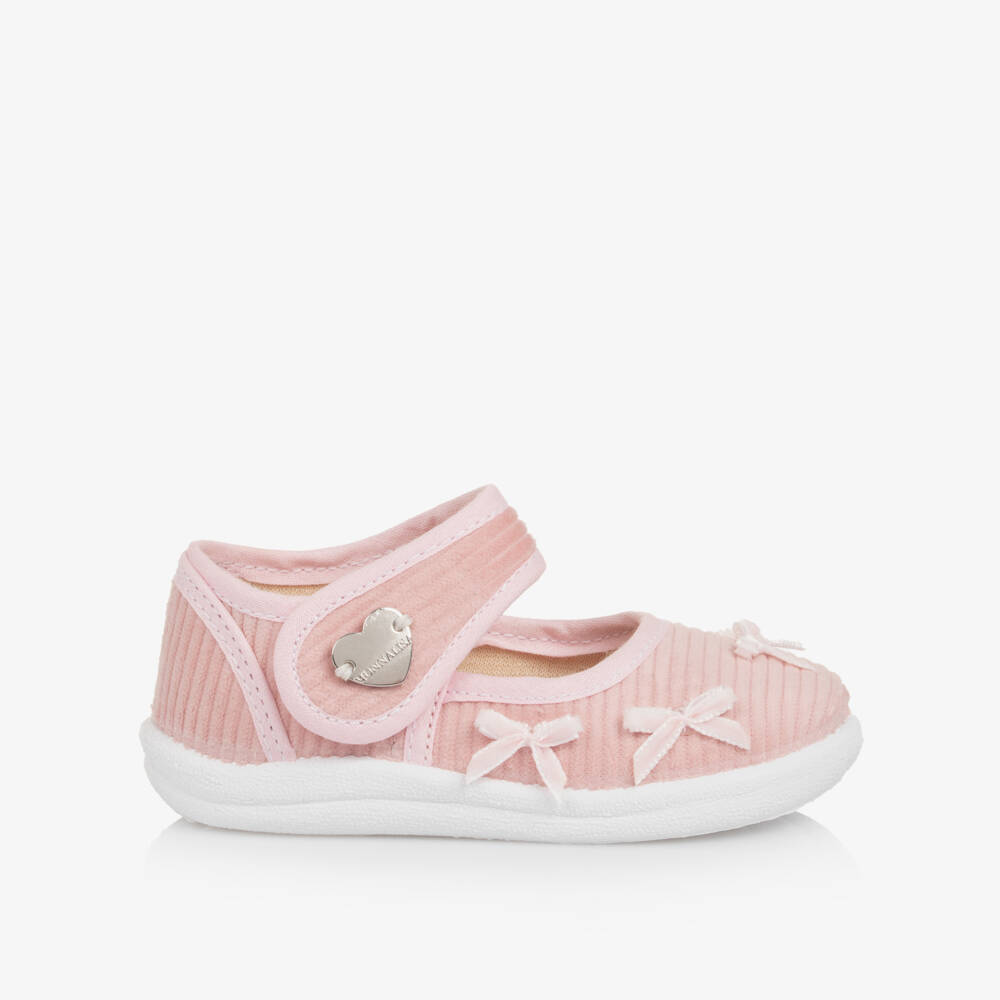 Monnalisa-Girls Pink Corduroy Strap Shoes | Childrensalon Outlet