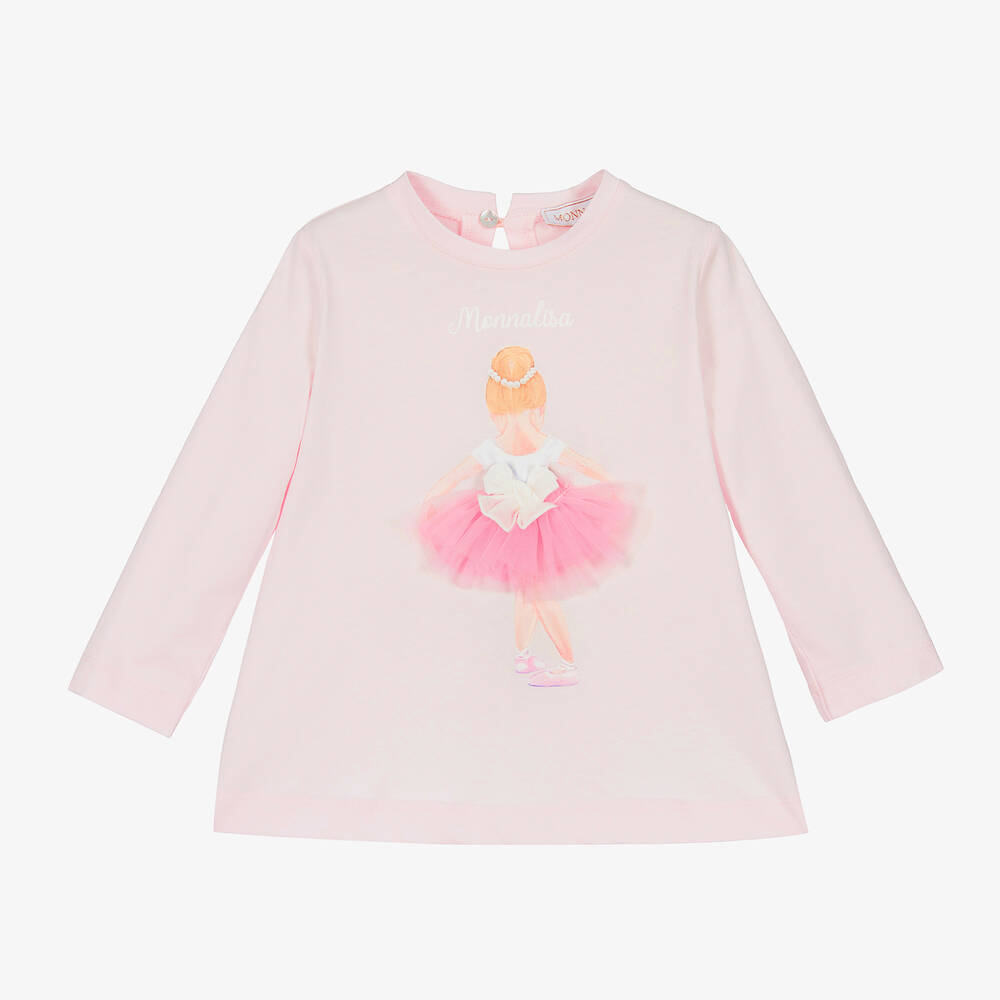 Monnalisa-Girls Pink Cotton Ballerina Top | Childrensalon Outlet