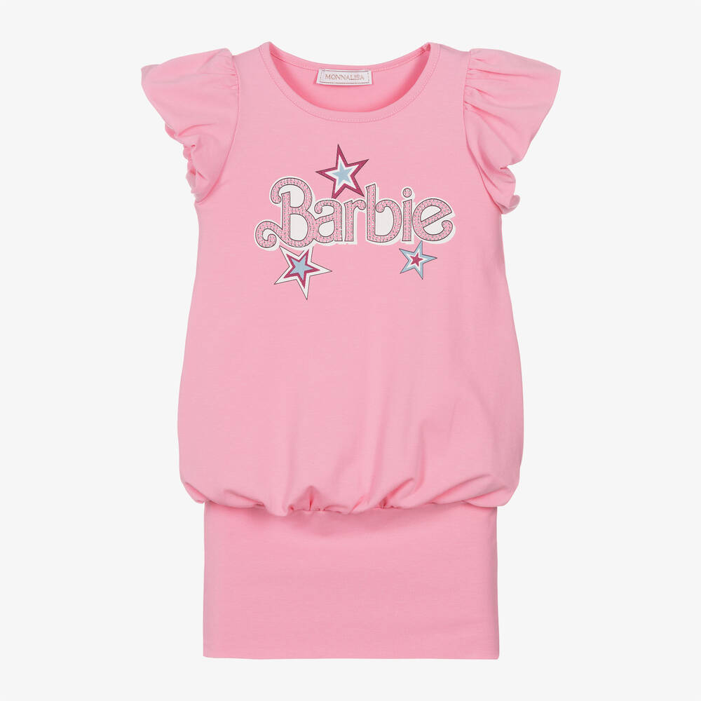 Monnalisa-Girls Pink Cotton Barbie Dress | Childrensalon Outlet
