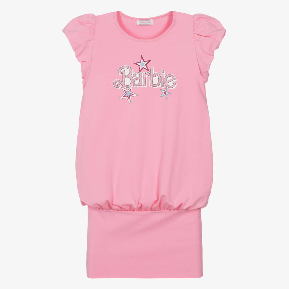 Monnalisa-Girls Pink Cotton Barbie Dress | Childrensalon Outlet