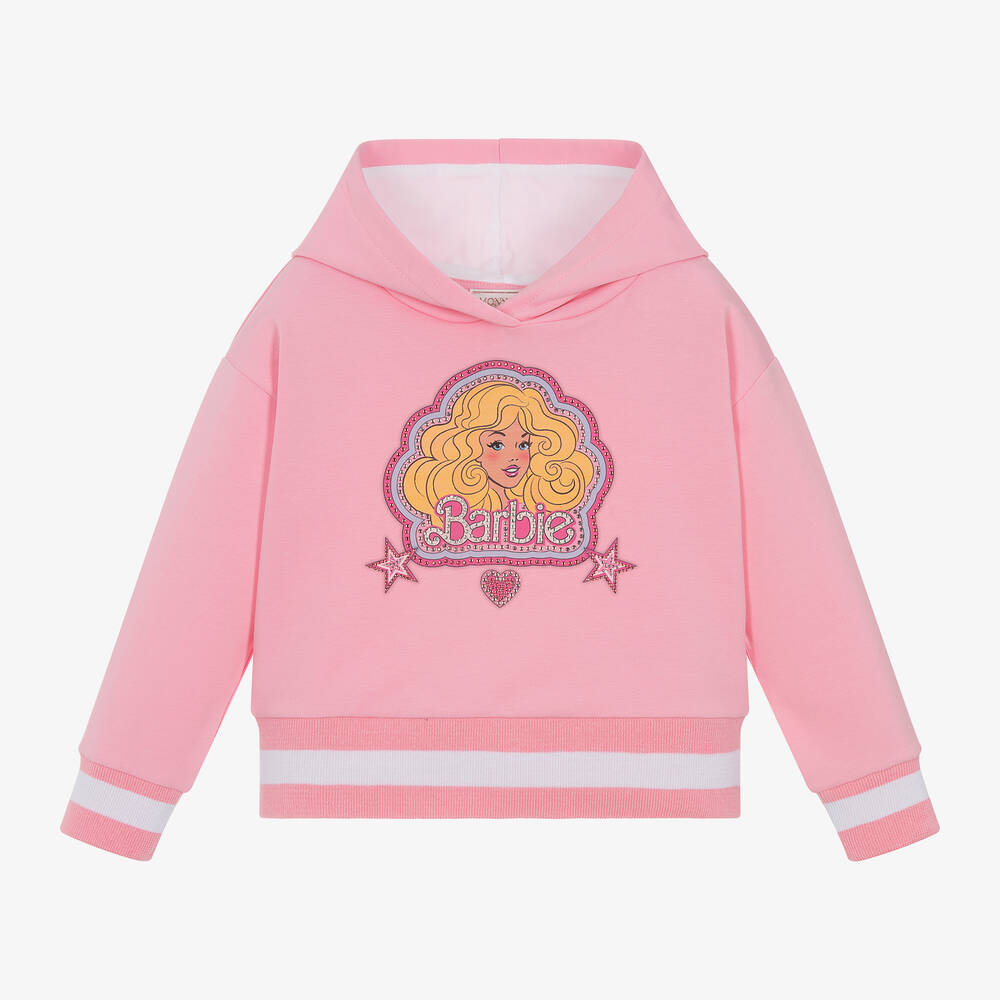 Girls Pink Cotton Barbie Hoodie