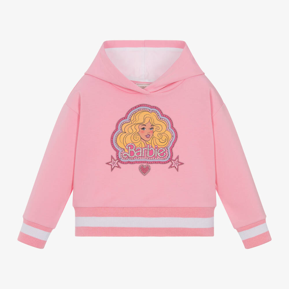 Monnalisa-Girls Pink Cotton Barbie Sweatshirt | Childrensalon Outlet