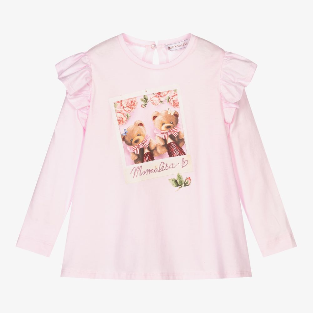 Monnalisa - Haut rose en coton Ours Fille | Childrensalon