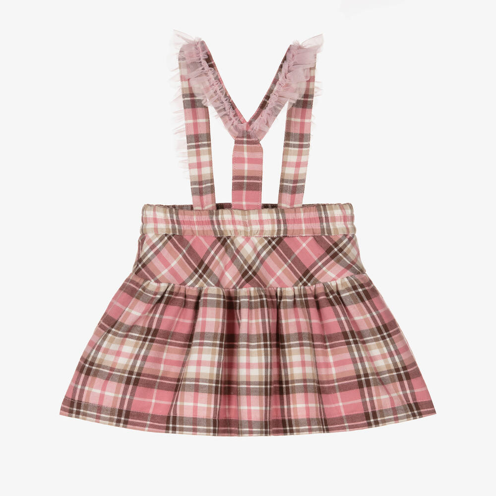 Monnalisa-Girls Pink Cotton Check Skirt | Childrensalon Outlet