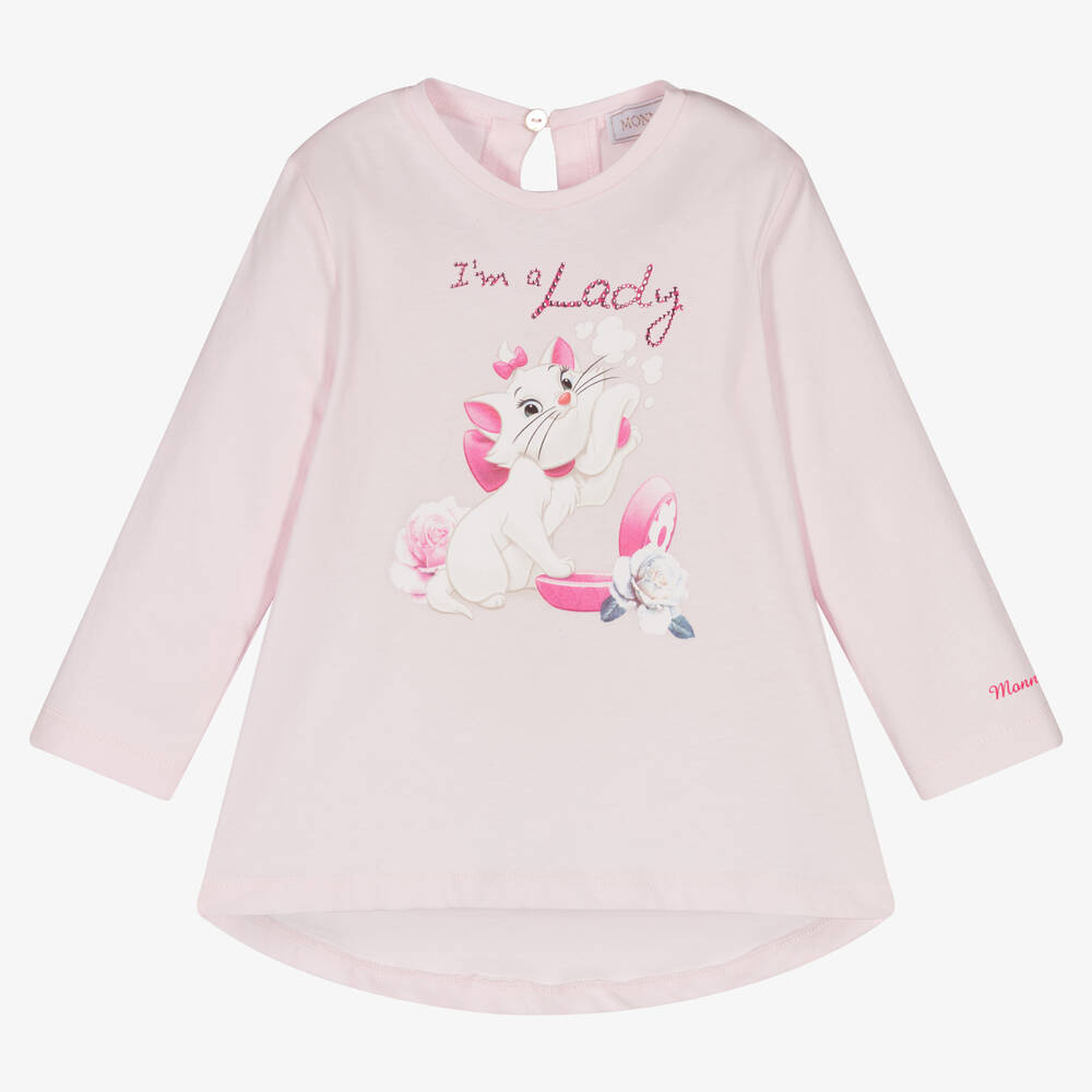 Monnalisa - Girls Pink Cotton Disney Top | Childrensalon