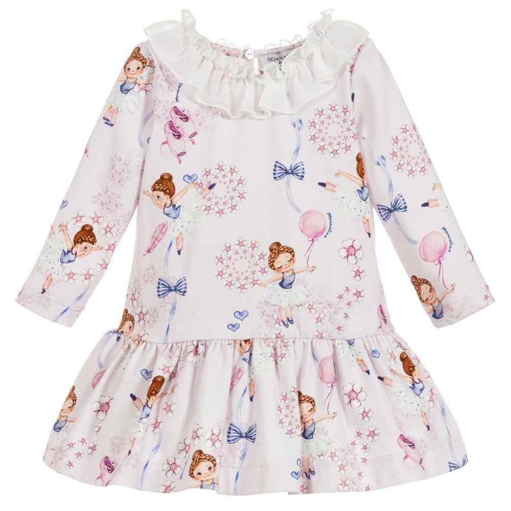 Monnalisa - Girls Pink Cotton Dress | Childrensalon