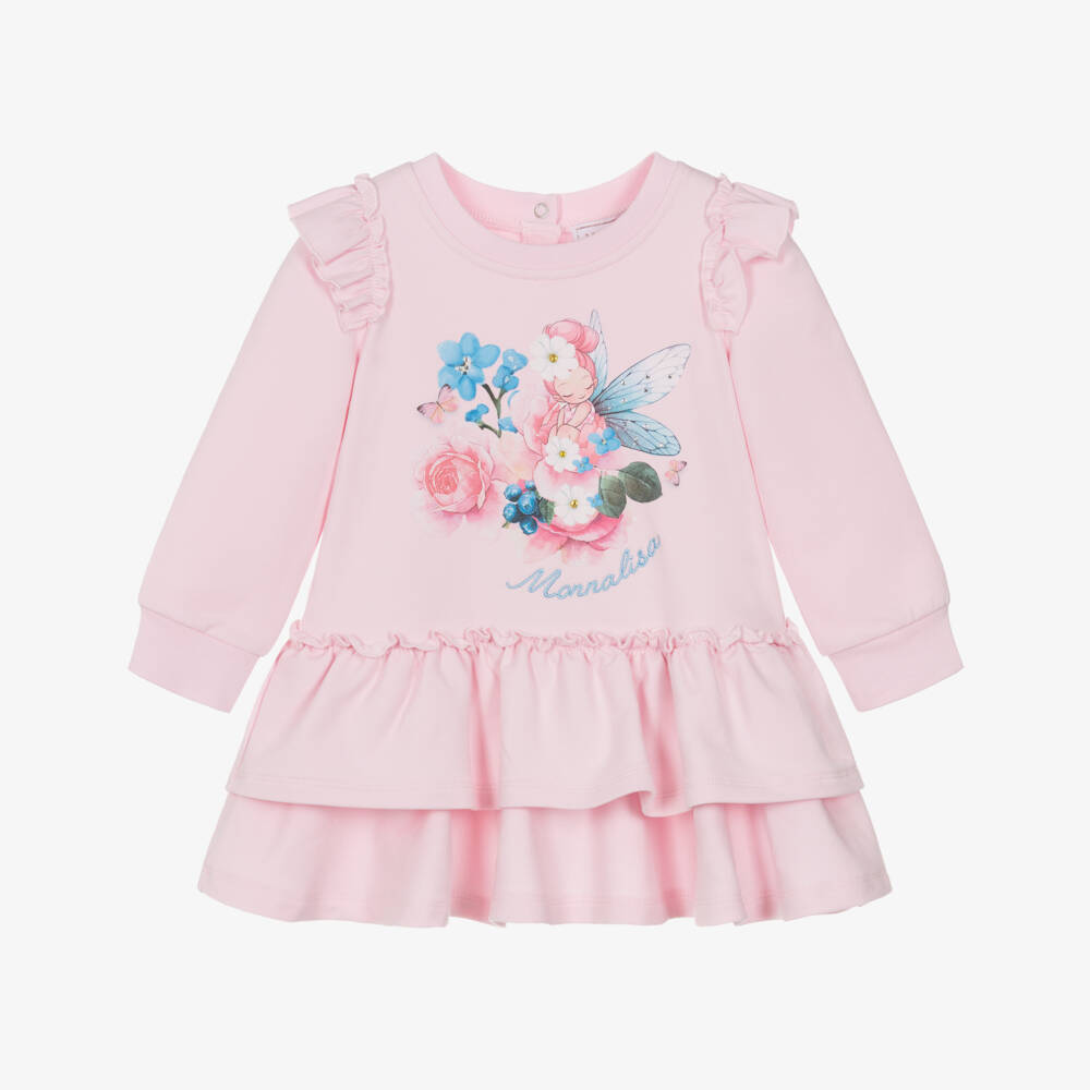 Monnalisa-Girls Pink Cotton Dress with Fairy Motif | Childrensalon Outlet