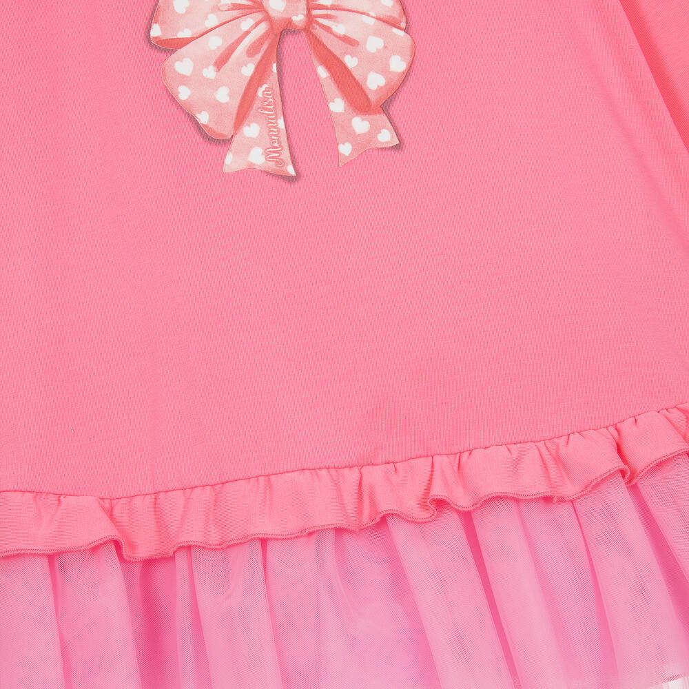 Monnalisa-Розовое хлопковое платье с цветами | Childrensalon Outlet