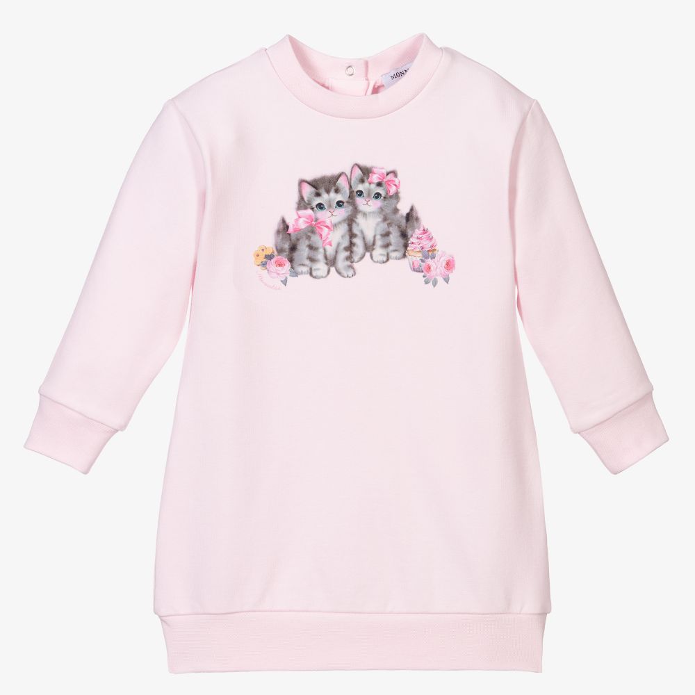 Monnalisa - Girls Pink Cotton Jersey Dress | Childrensalon