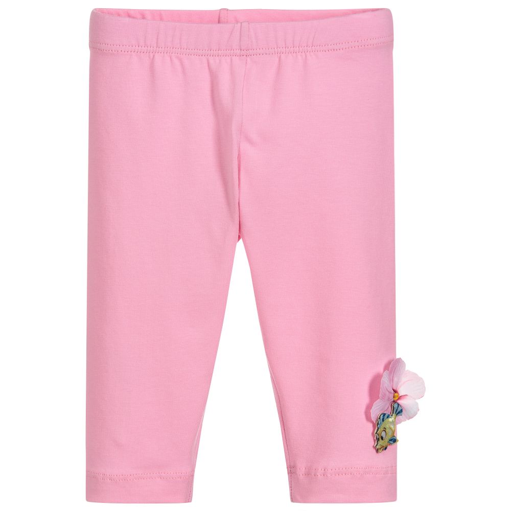 Monnalisa Bebé - Girls Pink Cotton Leggings | Childrensalon Outlet