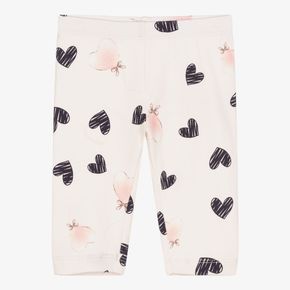 Monnalisa-Girls Pink Cotton Leggings  | Childrensalon Outlet