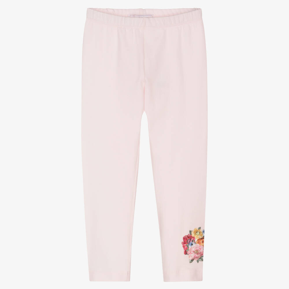 Monnalisa-Розовые хлопковые легинсы для девочек | Childrensalon Outlet