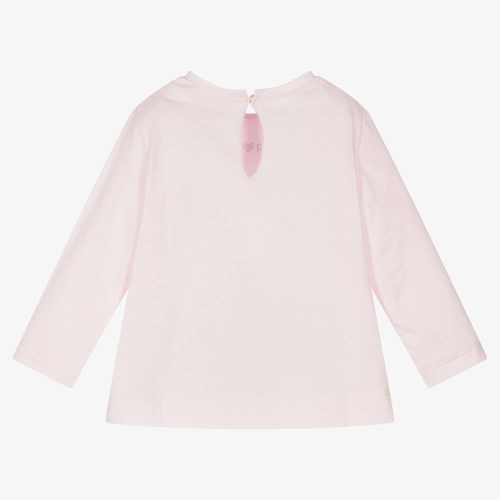 Monnalisa-Girls Pink Cotton Logo Top | Childrensalon Outlet