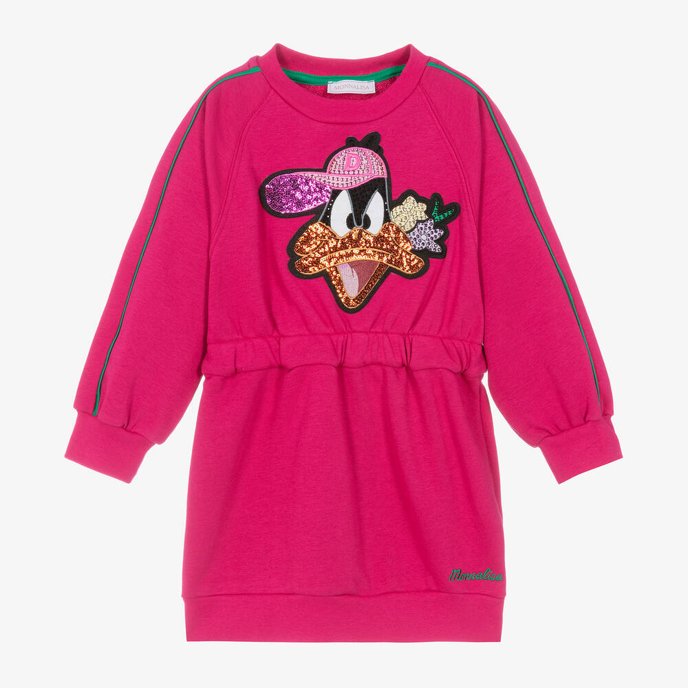 Monnalisa - Girls Pink Cotton Looney Tunes Dress | Childrensalon