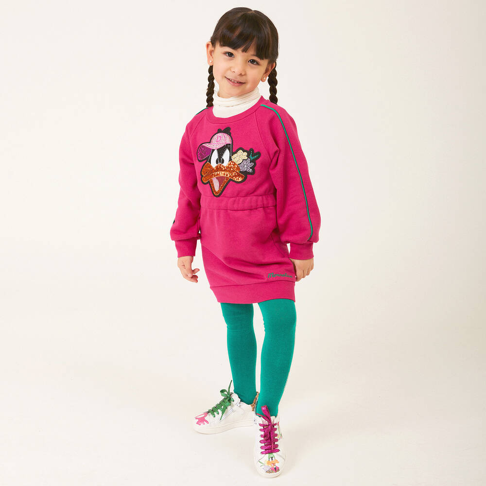 Monnalisa-Girls Pink Cotton Looney Tunes Dress | Childrensalon Outlet