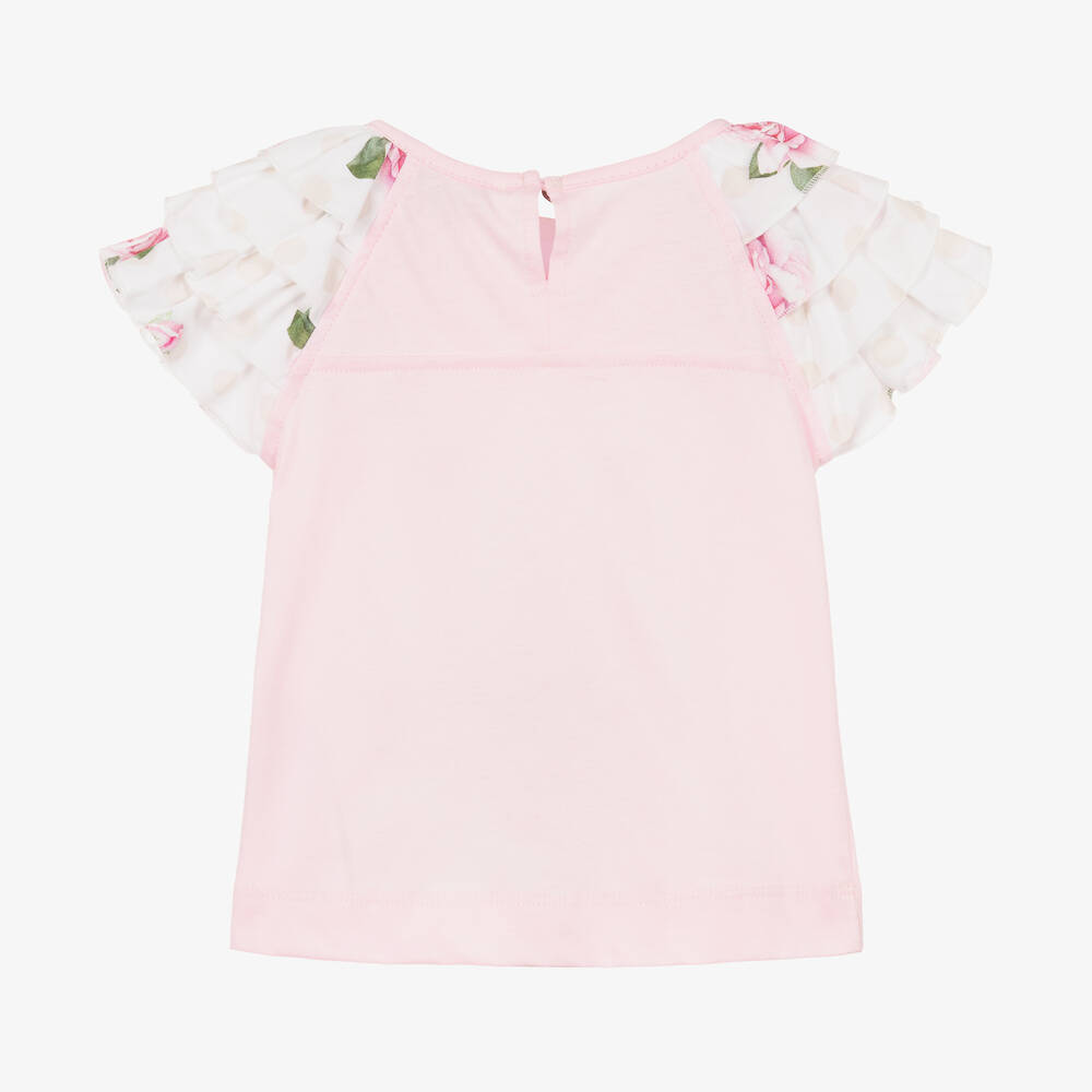 موناليزا-تيشيرت أطفال بناتي قطن جيرسي لون زهري | Childrensalon Outlet