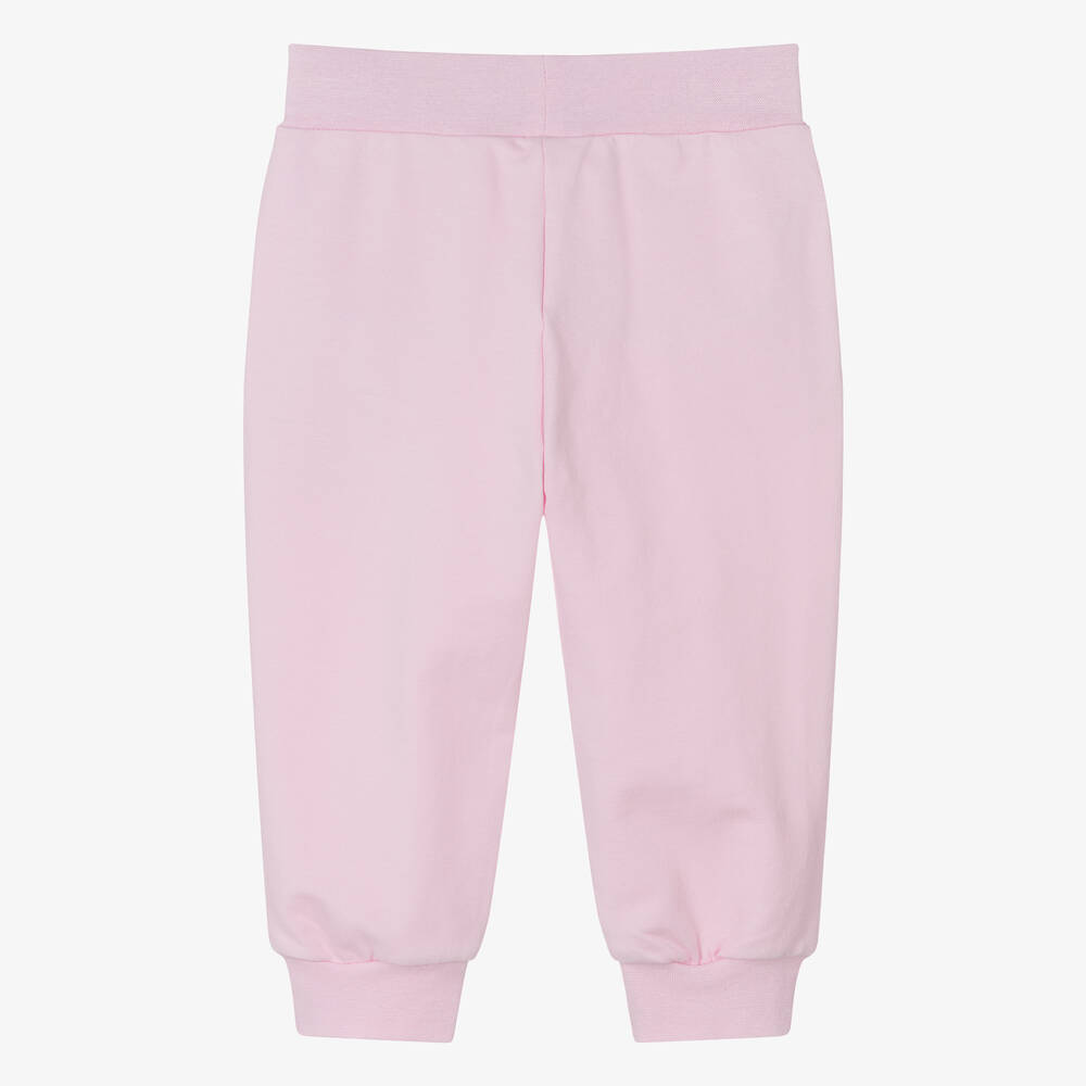 Monnalisa-Girls Pink Cotton Rose & Bird Joggers | Childrensalon Outlet