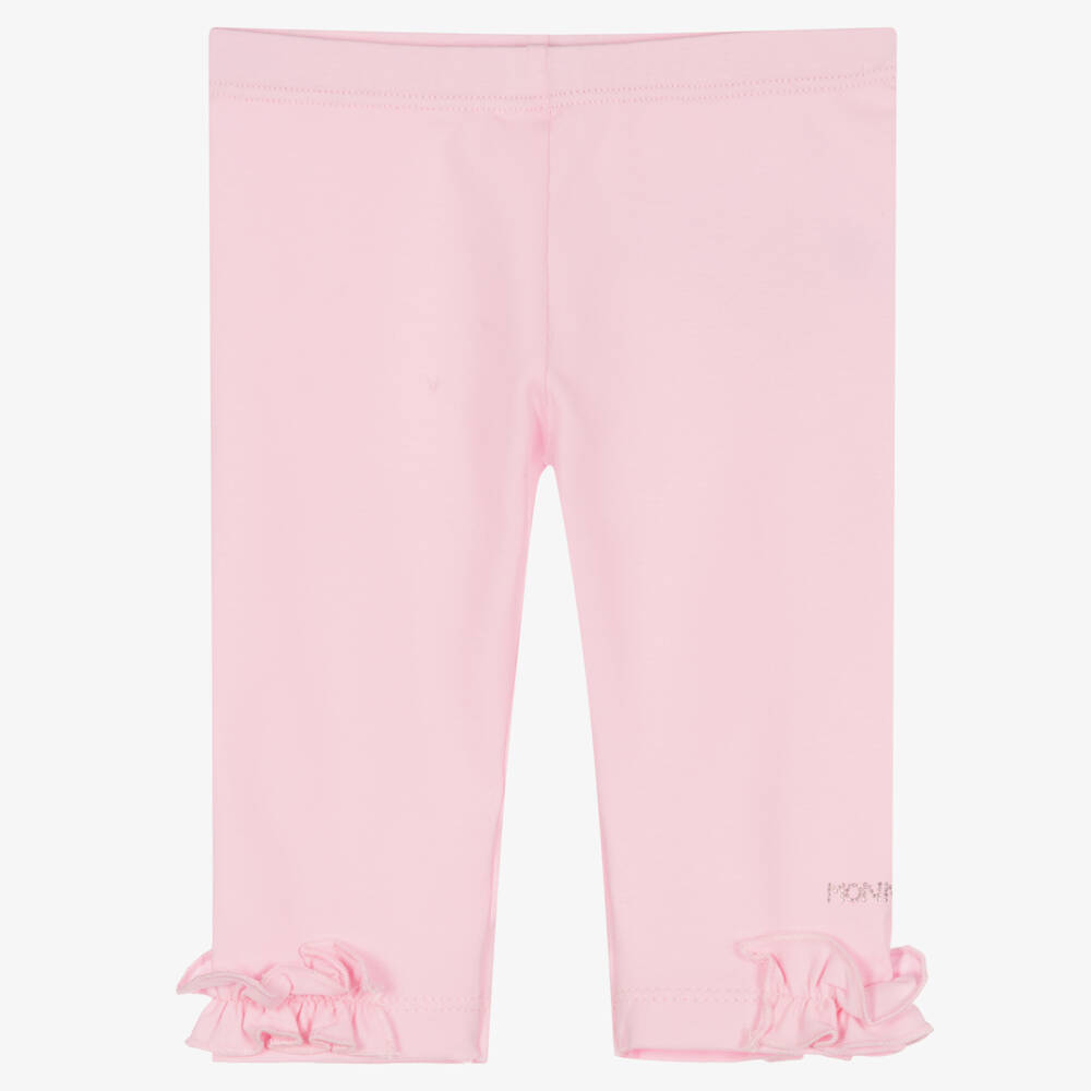 Monnalisa - Legging rose en coton à volants | Childrensalon