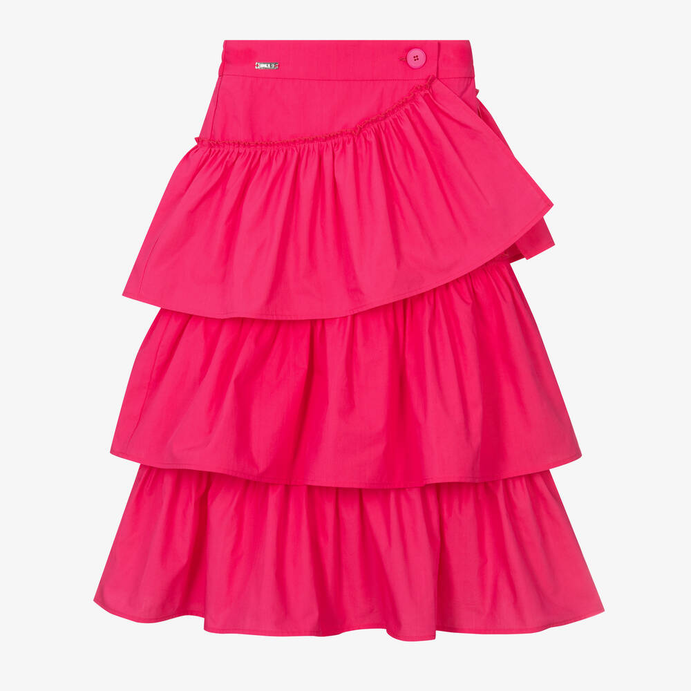 Monnalisa - Girls Pink Cotton Ruffle Skirt | Childrensalon