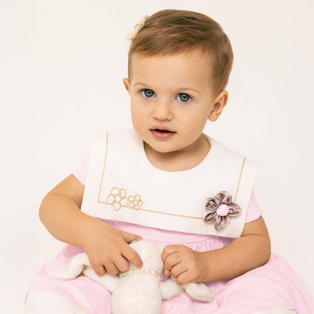 Monnalisa-Girls Pink Cotton Sailor Collar Dress | Childrensalon Outlet