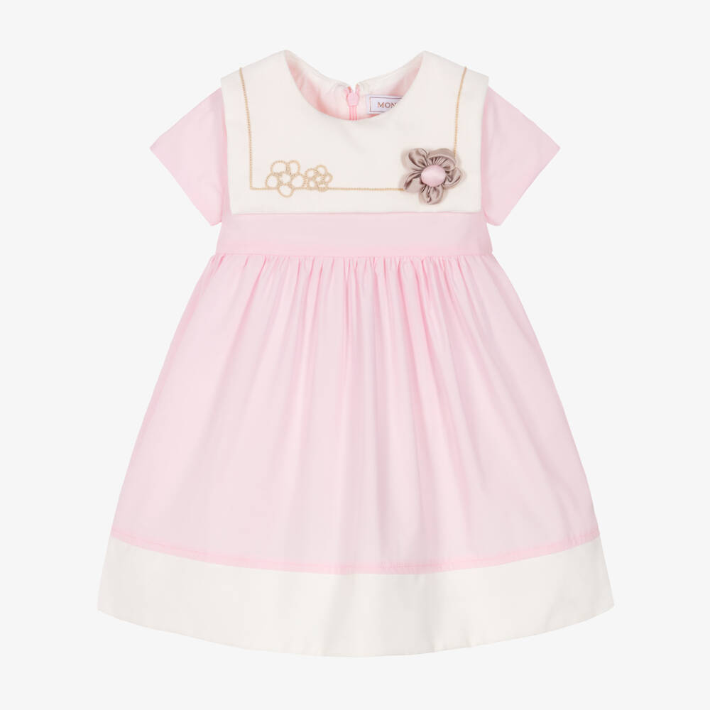 Monnalisa-Girls Pink Cotton Sailor Collar Dress | Childrensalon Outlet