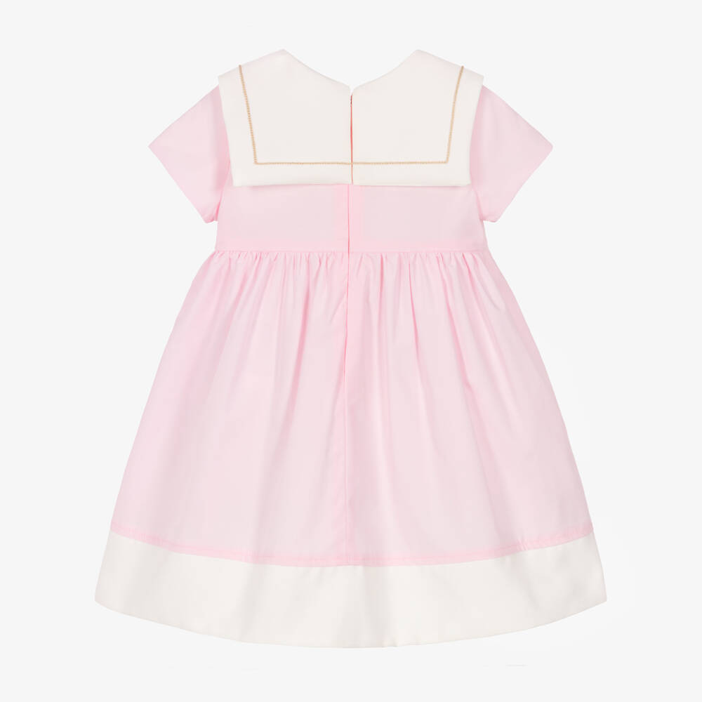 Monnalisa-Girls Pink Cotton Sailor Collar Dress | Childrensalon Outlet