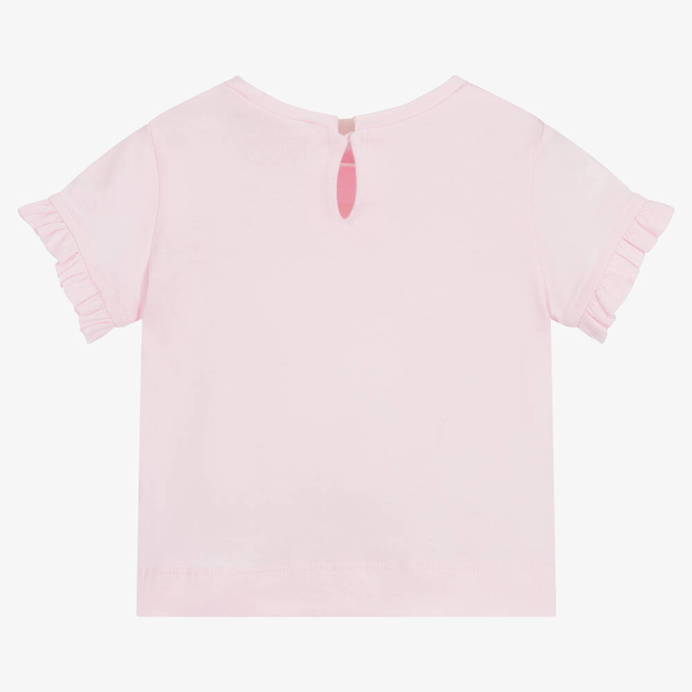 Monnalisa-تيشيرت أطفال بناتي قطن جيرسي لون زهري فاتح | Childrensalon Outlet